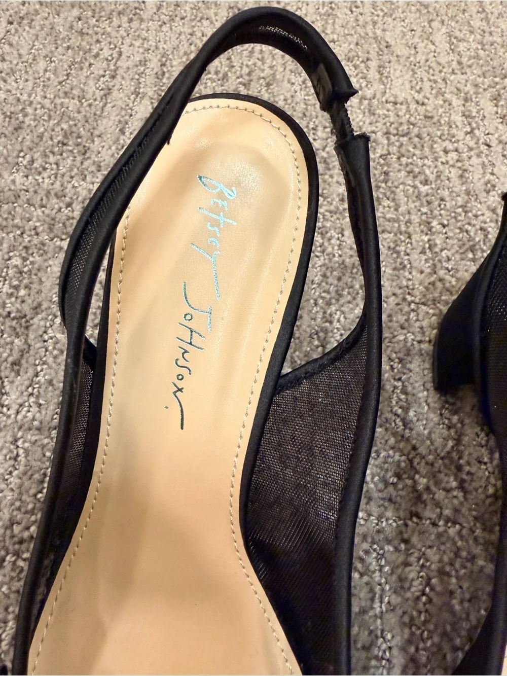 Betsey Johnson Petra Black Mesh Floral Block Heels Coquette Cocktail Size 9.5